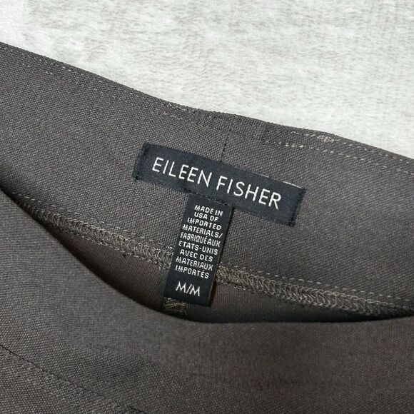Eileen Fisher Pants - Eileen Fisher Womens Medium Taupe Crepe Straight Leg Elastic Waist Stretch Pants